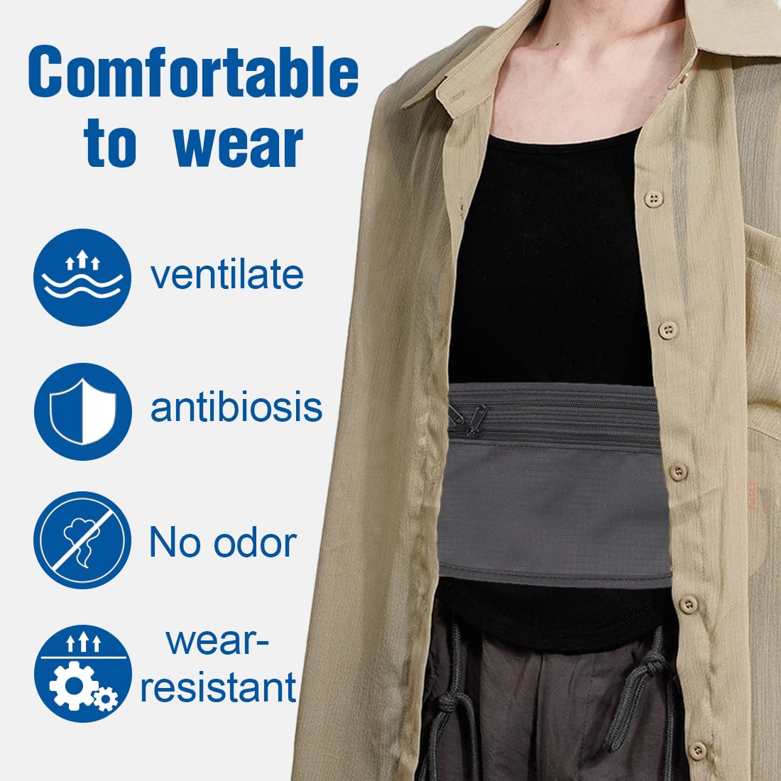 WKRTDY 1 x Flat Waterproof Bum Bag with RFID Protection, Anti-Theft Security and Sports Belt, Ideal as a Men's or Women's Wallet, Waist Bag or Neck Pouch