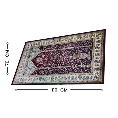 INtex Home Velvet Padded Prayer Rug, Multicolor Islamic Persian Design, Soft Printed Fabric with Anti-Slip Layer, Comfortable and Cushioned, 70x110 cm