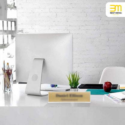 Acrylic Name Plate Holders, 6-Pack Clear Horizontal Slant Back Sign Holders, 5 x 20 cm Table Display for Desk, Office, Classroom, Event and Business Use, Blank Plastic Name Plate Holders