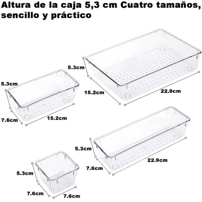 25 Transparent Plastic Drawer Organizers, Makeup Organizer, Bathroom Organizer Trays, Desk Organizer, 4 Sizes, Divider Boxes for Makeup, Bedroom