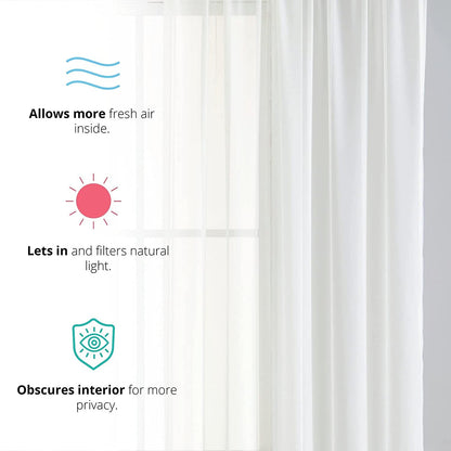 Elegant Voile Chiffon Curtains - Rod Pocket Design - Luxury Soft Fabric 1 Panel
