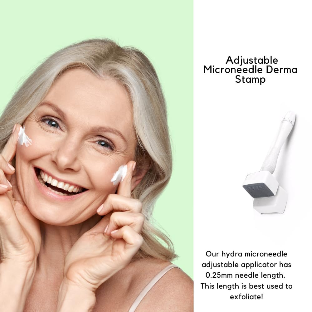 SCIENISH Adjustable Microneedling Derma Stamp Alternative Reusable Microneedle pen with Needle Cover Skin Care Tools for Face Body, Hair Beard Growt (Derma stamp)