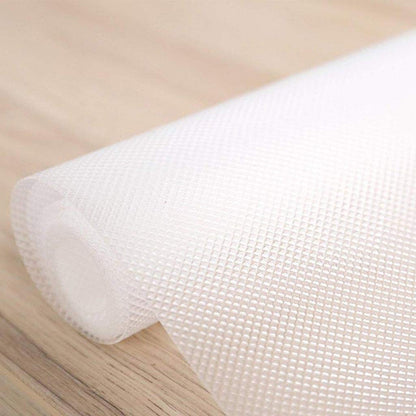 Kuber Industries Multipurpose Textured Super Strong Anti-Slip Mat Liner - Size 45X500cm (5 Meter Roll, White)