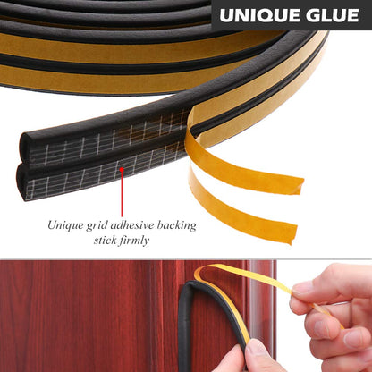 33Feet Long Weather Stripping for Door,Insulation Weatherproof Doors and Windows Seal Strip,Collision Avoidance Rubber Self-Adhesive Weatherstrip,2 Rolls(Black)