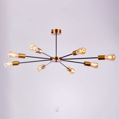 Modern tia black in gold chandelier 8 lumb aluminum chandelier by chandelier shop