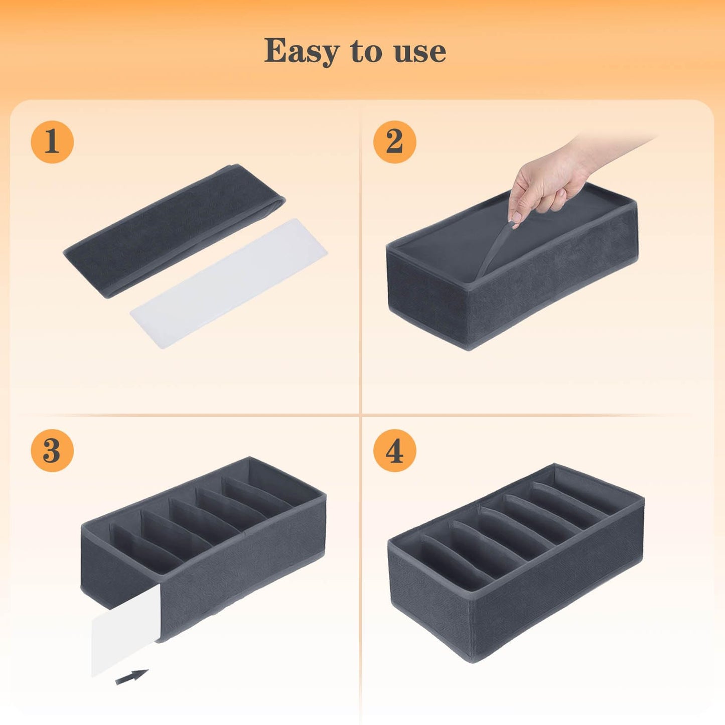 Yucch 8 Pcs Wardrobe Clothes Organizer,Foldable Storage Boxes,Fabric Drawer Organizer Boxes,Drawer Storage Organizer Boxes Dividers for Underwear,Socks,Ties