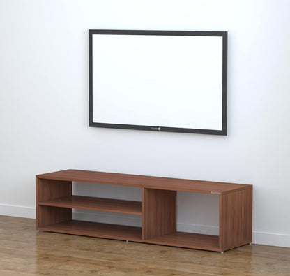 Geometric TV Bookcase Entertainment Unit,Wood TV Cabinet Stand Table for Screens Up to 132.1 cm, Display Rack for Devices in a Rich Brown Walnut Finish for Any Room