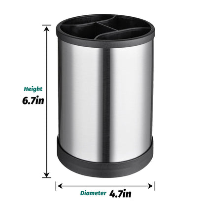 kitchen utensil rack oversized shovel spoon storage rack kitchen countertop cutlery cooking storage rack stainless steel 360 degree rotating weighted base rack suitable for countertop silver