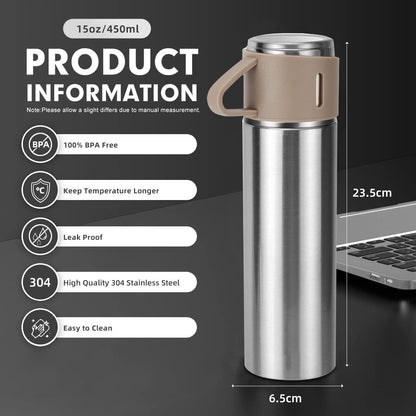 Coffee Thermos Stainless Steel Vacuum-Insulated Water Bottle, 500ml, Double-Wall Thermal Flask, Hot and Cold Beverage Container, Ideal for Travel and Office Use