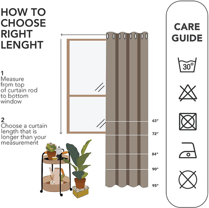 INtex CURTAINS HOUSE Linen Blackout curtains - 100% Blackout - sun zero - Fully Darkness for Room - thermal insulated fabric - silver steel Grommets - 1 Piece 150W X 260L CM Off White-Natural
