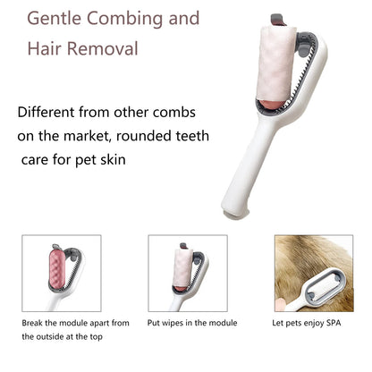 NWOMJTV Pet Cleaning Hair Removal Comb, Universal Multifunctional Knot Remover Cleaning Brush for Pets, Portable Pet Dog Cat Brush for Massaging and Removing Hair (Long, Green)