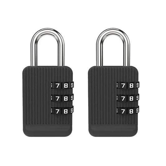 Nayubo 2Pcs Luggage Lock Security Travel Combination Padlock 3 Digit Small Cable Luggage Lock Zinc Alloy Padlock for Suitcases Travel Bag Case Gym Locker (Black)
