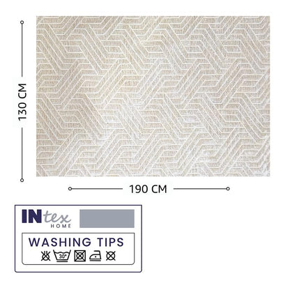 INtex Home Rectangular Tablecloth, Nadia’s Geometrical Design in Heavy Duty Linen Velvet Fabric, Soft Touch for Reception Living Room and Special Occasions - 1 Pc - 130 x 130 cm - Light Biege