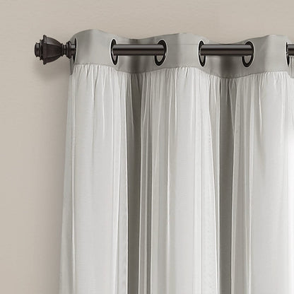 Voile Sheer Panel Pair with Insulated Blackout Room Dark,Rich steel Grommet, Set of 1 Panel