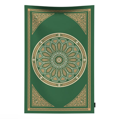 Al-Qubba Portable Prayer Mat, a Waterproof and Lightweight Travel Rug, Compact and Foldable to Pocket Size, Green, Perfect for Ensuring a Clean and Convenient Space for Muslim Prayer on the Go