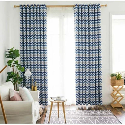 INtex CURTAINS House Luxury velvet curtains - Modern Design - Stripped Zigzag -Digital Printed - Steel Grommets - 1 Piece 140W X 230L CM Yellow * Grey