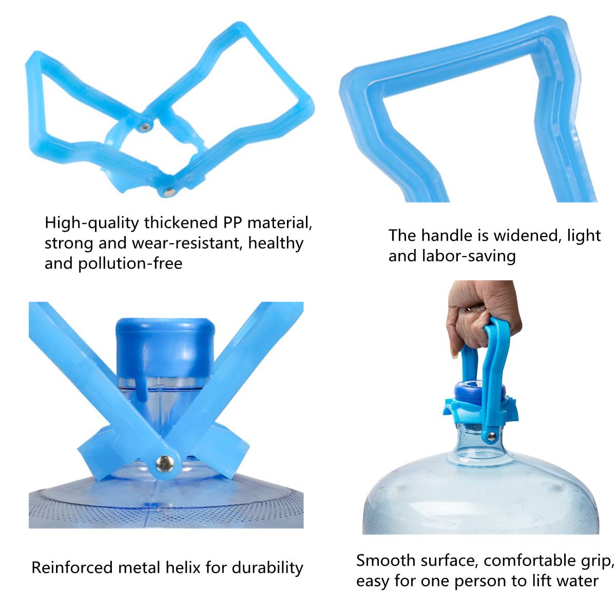 2PCS Drinking Water Bottle Handle, 5 Gallon Water Bottle Handle with Anti-Slip Holder Easy to Lift, for 2-5 Gallon Water Bottle Caps, 5 Gal Bottle Carrier,Drinking Water bottle lifter (Yellow & Blue)