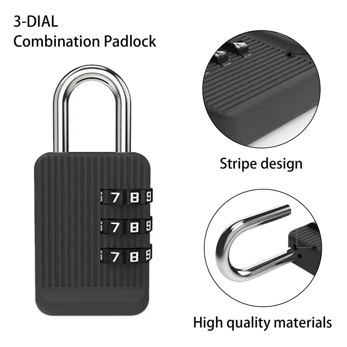 Nayubo 2Pcs Luggage Lock Security Travel Combination Padlock 3 Digit Small Cable Luggage Lock Zinc Alloy Padlock for Suitcases Travel Bag Case Gym Locker (Black)