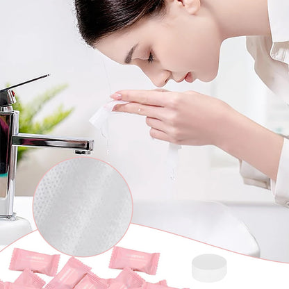 Feibety 100 Pcs Compressed Towels Disposable Cotton Tissue Mini Portable Compressed Coin Wipes Washcloth Reusable Magic Compressed Towel for Travel Camping Hiking Outdoor Sports Beauty Salon