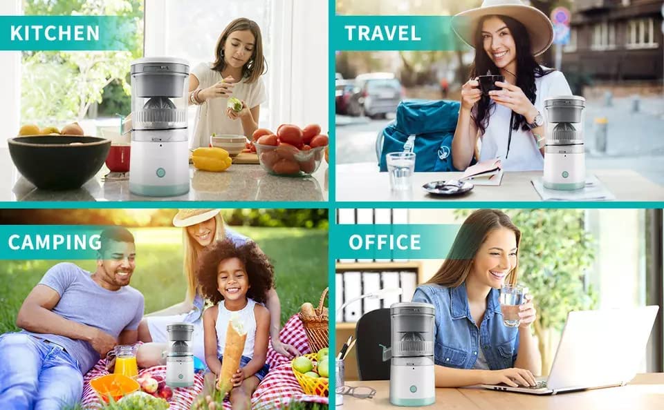Portable Electric Fruit Juicer Machine Orange Juicer Lemon Squeezer Electric Citrus Juicer Cordless Multifunctional Easy To Use and Clean USB Port easily use with powerbank in Travel Office Camping
