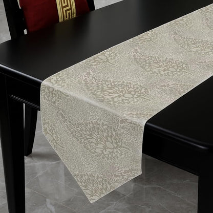INtex Home Linen Table Runner with V-Shaped End, DAS Printed Rectangle Design for Reception Living Room and Kitchen Tables, for Dining and Home Décor, 1 Piece - 45x160 cm - Off-White