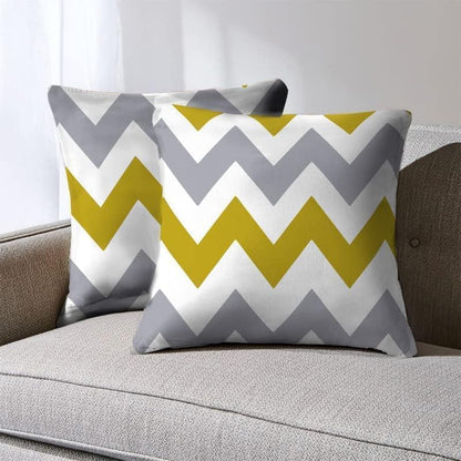 INTEX HOME Cushion Cover Set of 2, Soft Linen Velvet Fabric, Decorative Throw Pillow Covers for Sofa Bed or Living Room, Elegant Textured Finish for Home Décor - 45 x 45 cm - Grey x Yellow