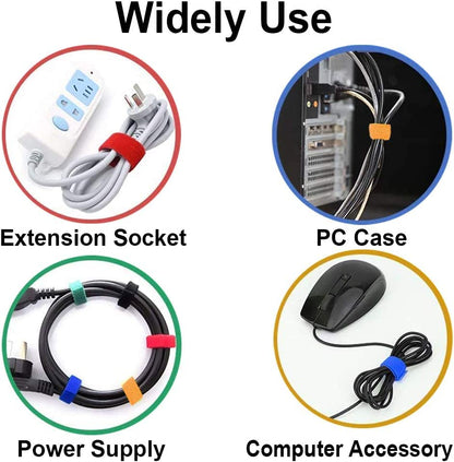 Kunya® Cable Management Cloth Straps Hook, Self Gripping Cable Ties Loop, Special Design Wire Organizer, Pack of 6