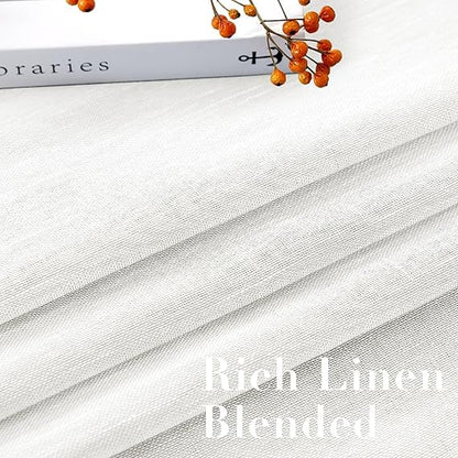 INtex CURTAINS House Semi-Transparent Linen Sheer Curtain, Lightweight Fabric with Steel Grommets, Elegant One Piece Window Panel for Living Room or Home Décor - 400 W x 270 L - Café