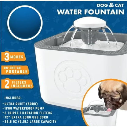 RIVUGJA 2.5L Electric Automatic Smart Pet Dog Cat Drinking Water Dispenser with Multiple Filtering Dog Water Fountain Cat Drinking Fountain