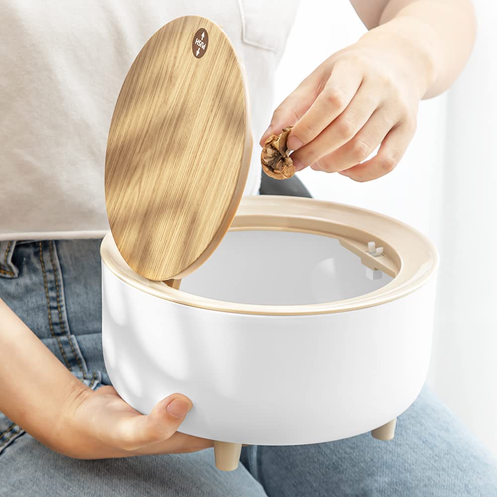 Storage Trash Can, Mini Plastic Waste Bin with Press Top Lid, Compact Design for Office, Kitchen, Under Desk, Multi-Purpose Waste Basket, Easy to Clean