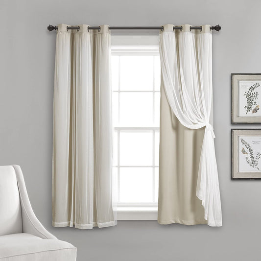Voile Sheer Panel Pair with Insulated Blackout Room Dark,Rich steel Grommet, Set of 1 Panel