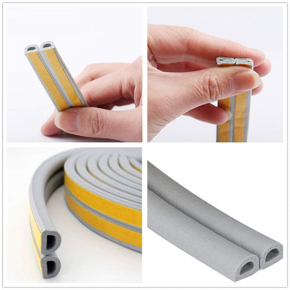 Wawasia Weather Stripping Door Window Seal Strip Self-Adhesive Foam Soundproof Anti-Friction Air Conditioning Seal Strip D Type Insulation White 66FT20M