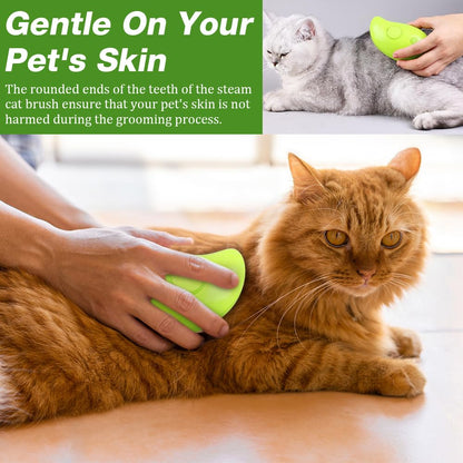 Cat Steamy Brush, 3 In 1 Steamy Cat Brush Cat Spray Massage Comb with Water Tank Multifunctional Cat Grooming Brush for Massages Spray Steam Cat Hair Brush for Removing Tangled and Loose Hair (Green)