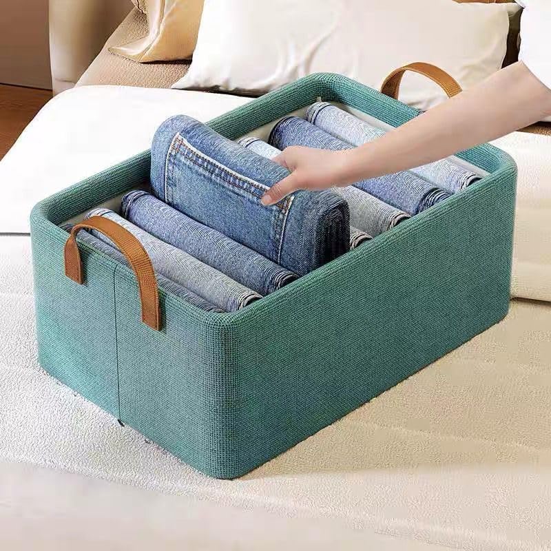 Clothes Storage Box, Positive Artifact Layer Basket, Divided Fabric, Foldable Large Capacity Storage Box - Grey