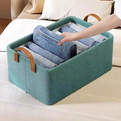 Clothes Storage Box, Positive Artifact Layer Basket, Divided Fabric, Foldable Large Capacity Storage Box - Grey