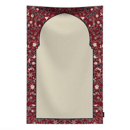 Al-Rawda Portable Prayer Mat, a Waterproof and Lightweight Travel-Friendly Rug that fits in your Pocket, Red, Durable and Comfortable for Outdoor and Indoor Use, Ensures a Clean Space for Salah