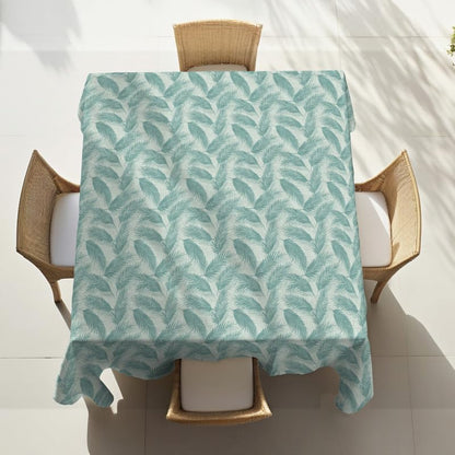 INTEX HOME Linen Velvet Table Cloth, Bella Leaf Pattern, Premium Soft Fabric, 130W×130L CM, Turquoise, Elegant Dining and Living Room Decor, Durable Protection for Daily Use and Special Occasions