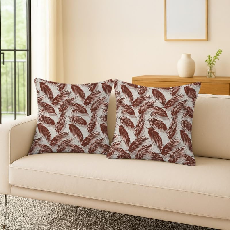 INTEX HOME Linen Velvet Cushion Set, Bella Leaf Pattern, Premium Soft Fabric, 40×40 cm, Turquoise, Elegant Living and Dining Room Decor, Comfortable and Durable Accent Pillows, 2 Pieces