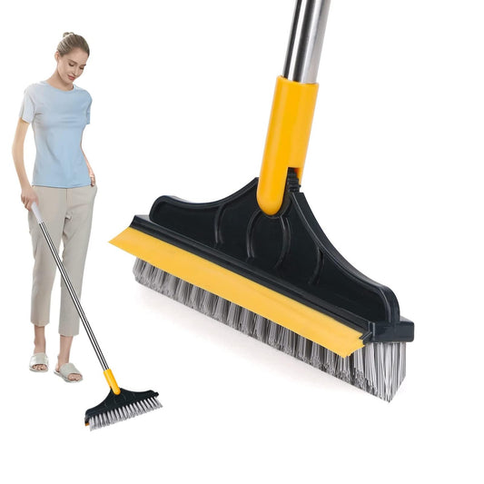 Epsilon Bathroom Cleaning Brush with Long Handle 120° Adjustable Tiles Floor Cleaner V Shaped Bristle with Wiper for Wall Bathroom Kitchen Accessories Items Cleaning Supplies (CB1)