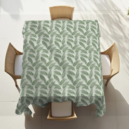 INTEX HOME Linen Velvet Table Cloth, Bella Leaf Pattern, Premium Soft Fabric, 130W×130L CM, Turquoise, Elegant Dining and Living Room Decor, Durable Protection for Daily Use and Special Occasions