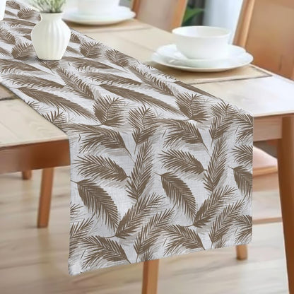 INTEX HOME Linen Velvet Table Runner, Bella Leaf Pattern, Premium Soft Fabric, 45W×135L CM, Turquoise, Elegant Dining and Living Room Decor, Luxurious Protection for Daily Use and Special Occasions