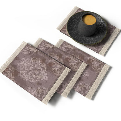 Rug Coaster - Elegant and Durable Mini Rug Coasters for Coffee Table, Dining, and Home Decor - Ultra-Soft Microfiber Polyester - Set Of 4