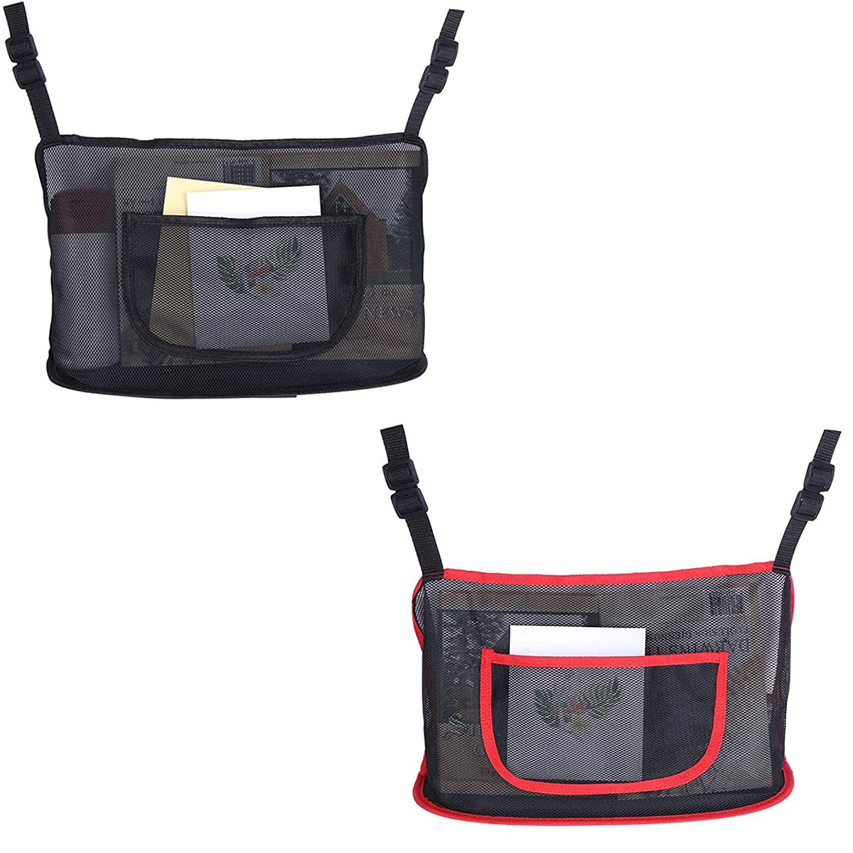 Car Net Pocket Handbag Holder 2 Pcs Car Mesh Organizer Seat Back Net Bag Car Seat Gap Mesh Handbag Holder Multifunctional Car Storage Bag, for Snacks/Wallets/Drinks/Mobile Phones