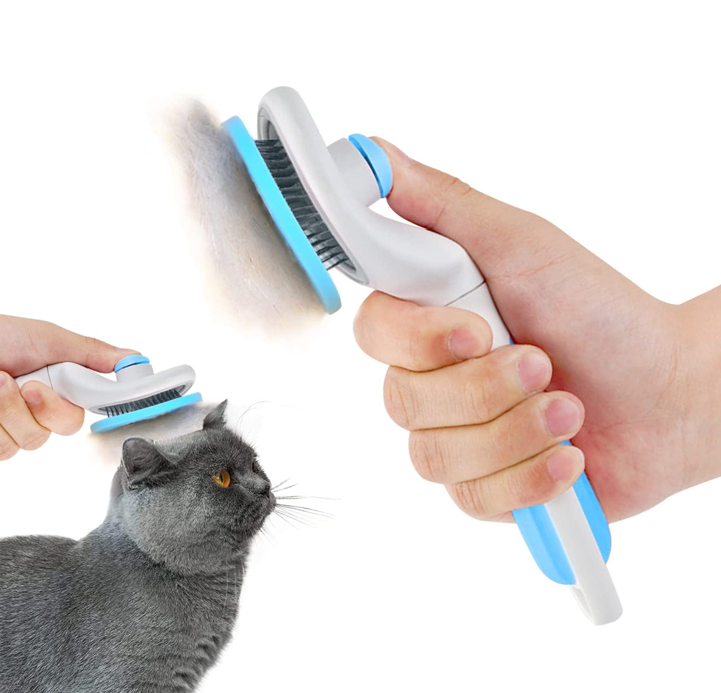 JUWANTU Self-Cleaning Slicker Brush for Pet Grooming - Massaging Tool for Long and Short Hair, Gently Removes Loose Undercoat and Mats