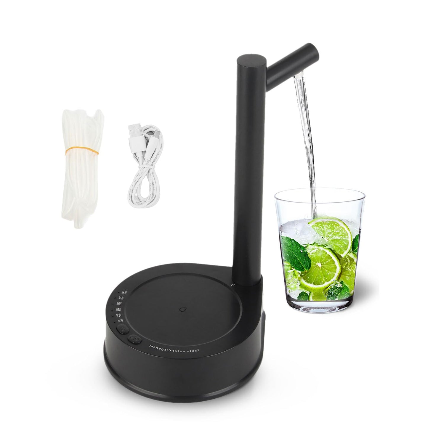 Gugxiom Intelligent Desktop Water Bottle Dispenser, Smart Table Water Dispenser with 6 Speeds, Portable Removable 5 Gallon Electric Automatic Water Dispenser for Home, Office, O (Black)