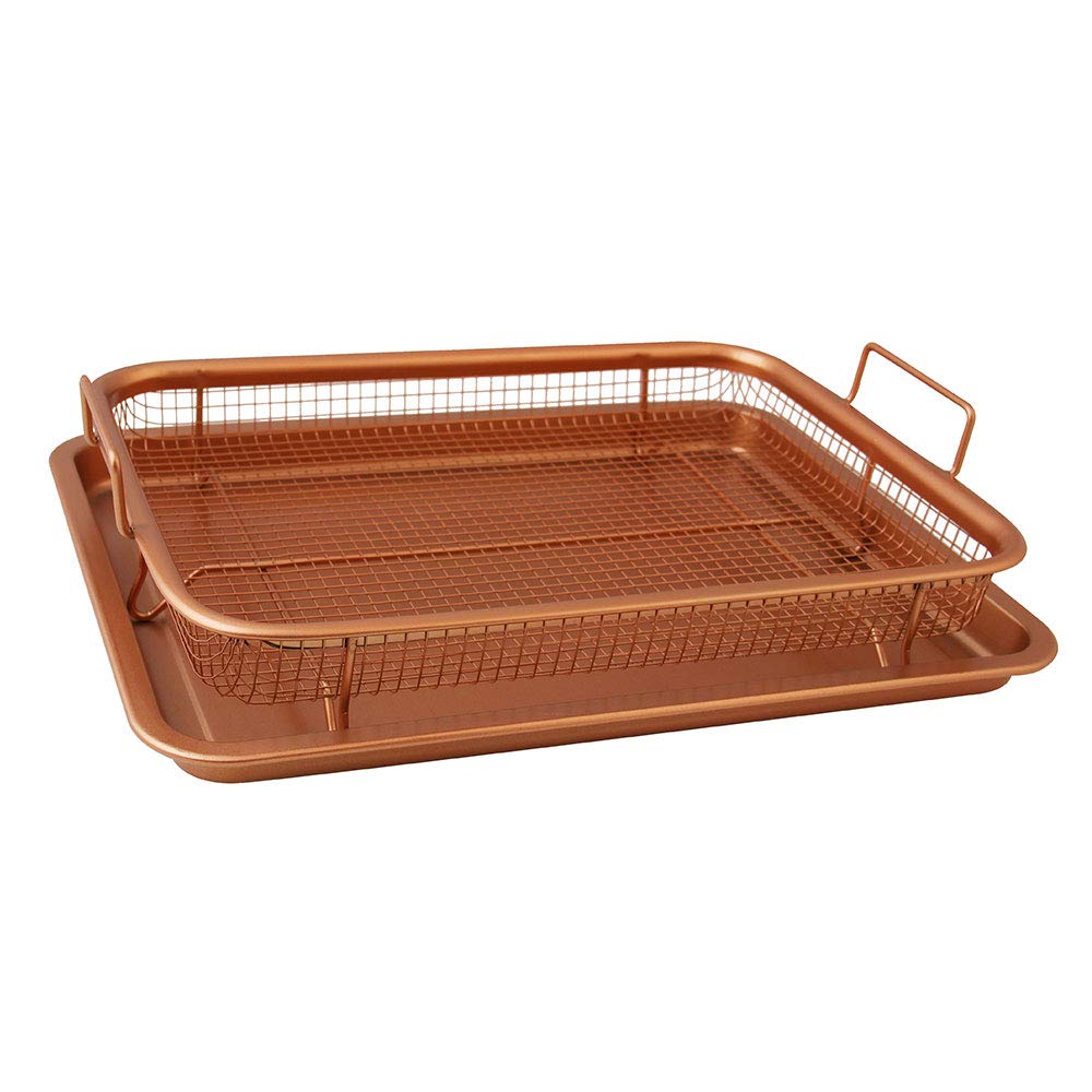 Kobsainf non-stick baking sheet and cooling rack set baking sheet without oil compatible with french fry - frozen food
