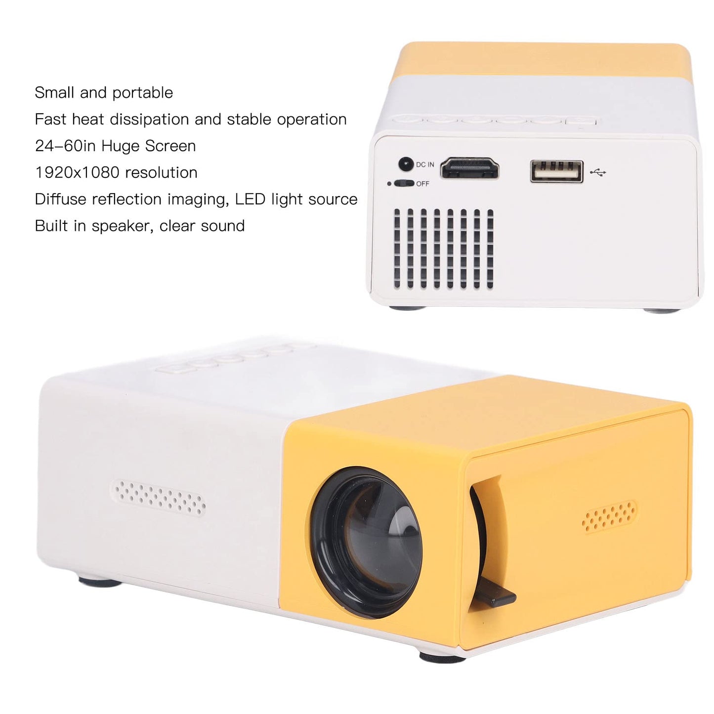XJCX Smart Movie Projector, LED Pocket Video Projector, Portable Bluetooth Projector, 1920x1080 Resolution Large Screen Projector, Support Multimedia Interfaces for Notebook Computers(EU)
