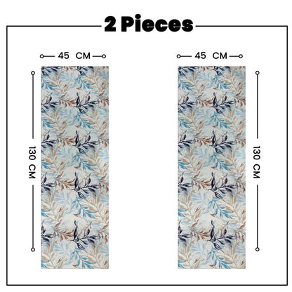 INtex HOME Linen Velvet Table Runner, 45 x 130 cm, Modern Leaves Design, Elegant Rectangular Tablecloth for Dining, Living Room and Kitchen, Soft, Durable - Café x Brown - Single Piece