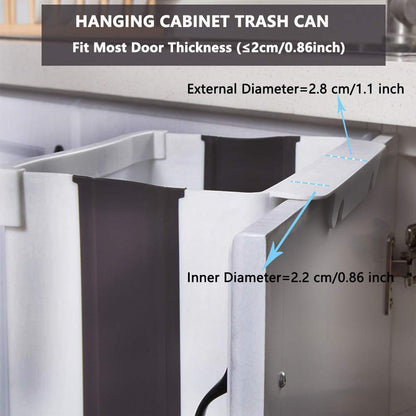 Hanging Trash Can for Kitchen Cabinet Door - 9L Waste Container, Plastic Bin for Cabinet Door, Kitchen Drawer, Bedroom, Room, Car, Home, Office