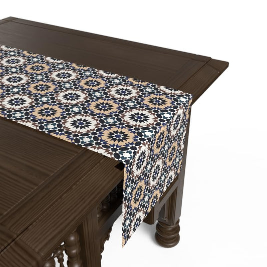 Ramadan's Unique Kai Velvet Runner, a Vibrant Multicolor 35x140 cm Decorative Centerpiece featuring a Unique Islamic-Inspired Artistic Design, ideal for Festive Seasonal Decor on your Table